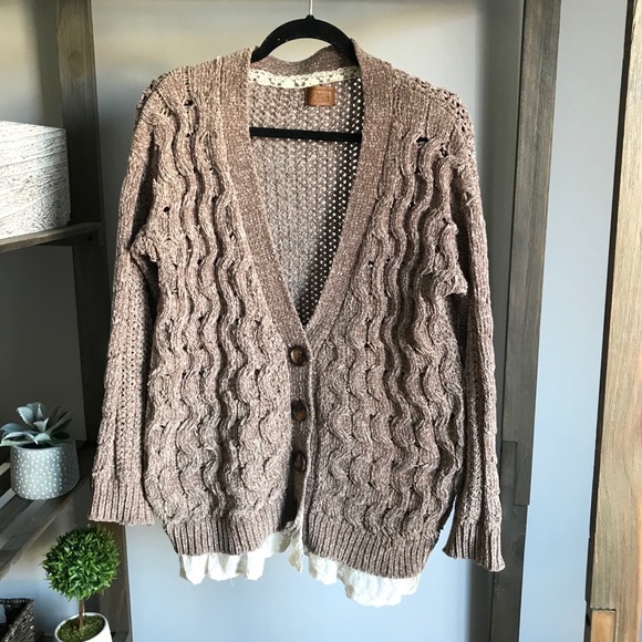 oversize cable knit cardigan